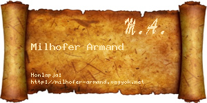 Milhofer Armand névjegykártya