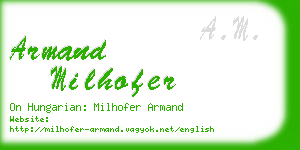 armand milhofer business card